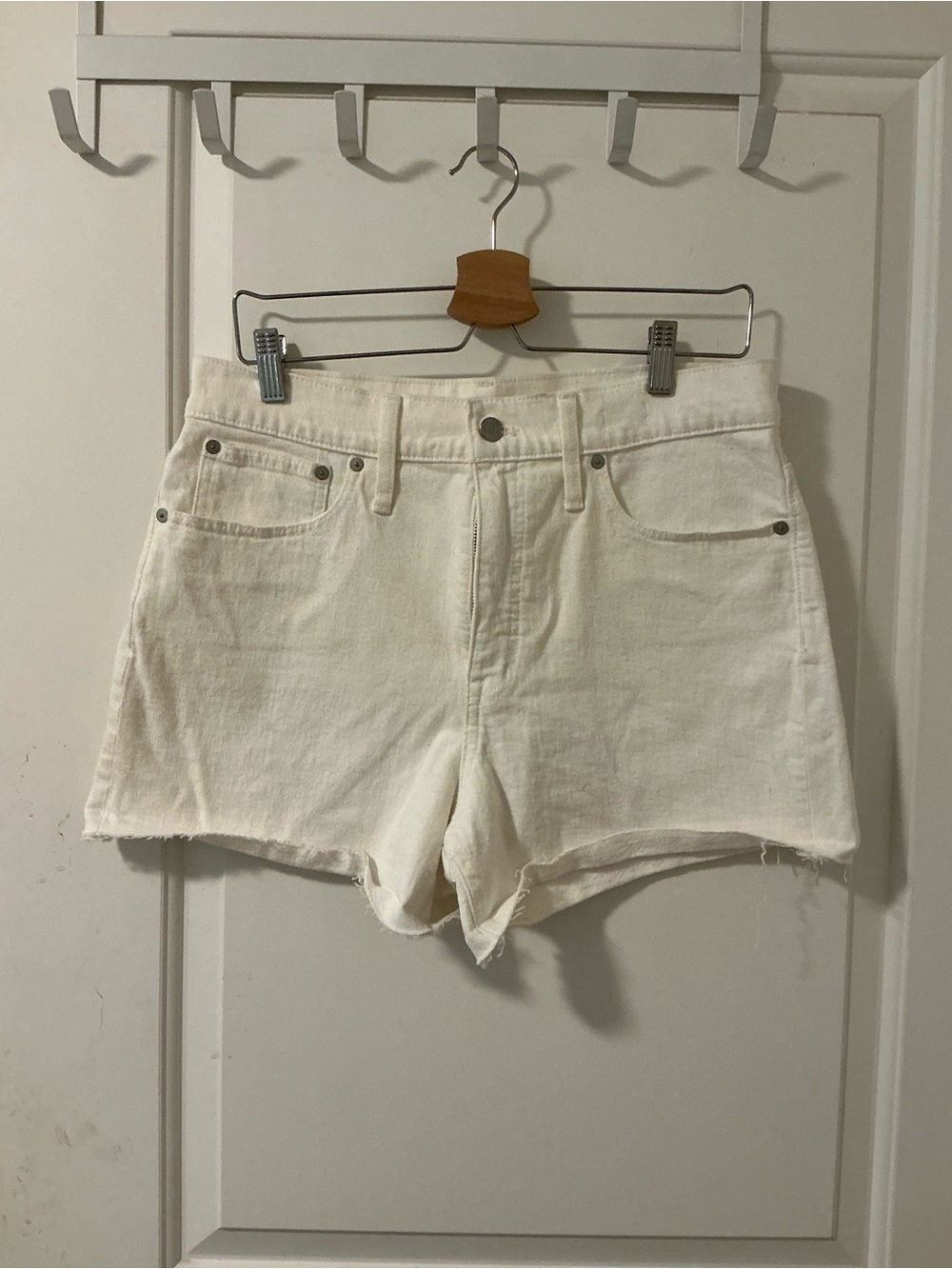 NEW Madewell White High-Rise Cutoff Denim Shorts - Size 14